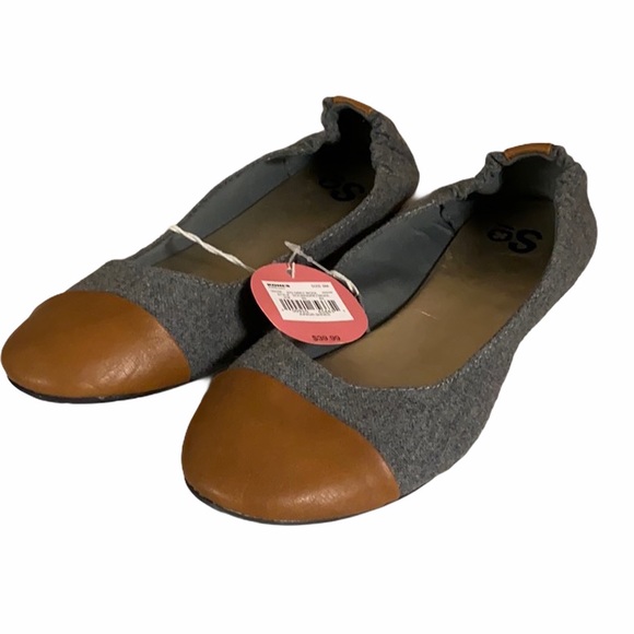 So Wool Blend Leather Toe Ballet Flats NWT